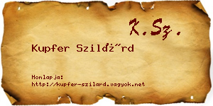 Kupfer Szilárd névjegykártya